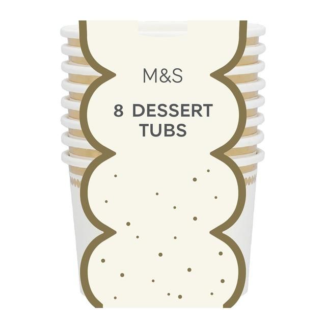 M&amp;amp;S White &amp;amp; Gold Paper Dessert Tubs   8 per pack