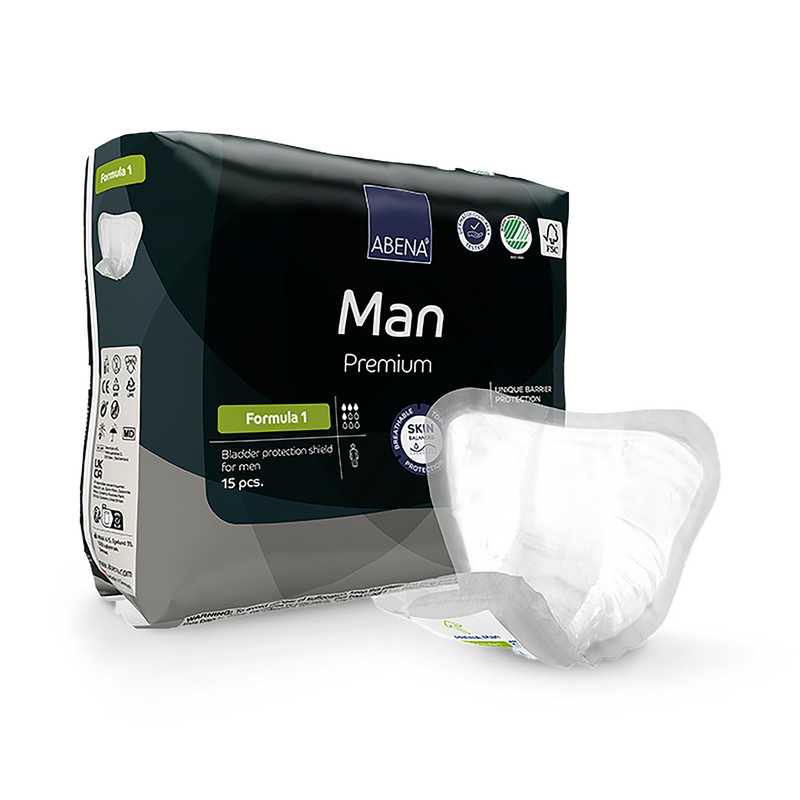 Abena Man Formula 1 Premium 450ml Absorbency 15 Incontinence Pads