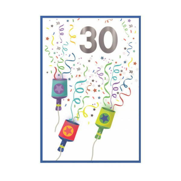 Simon Elvin Streamers 30th Birthday Card (Pack of 6)