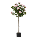 Livingandhome 110cm Artificial Camellia Tree in Pot - Pink