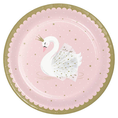 Creative Party Paper Swan Princess Dinner Plate (Pack of 8)
