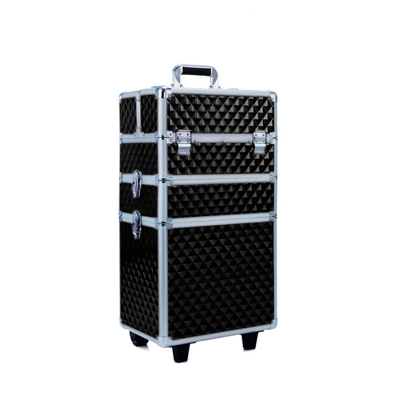 Livingandhome Diamond Pattern Cosmetic Makeup Train Case