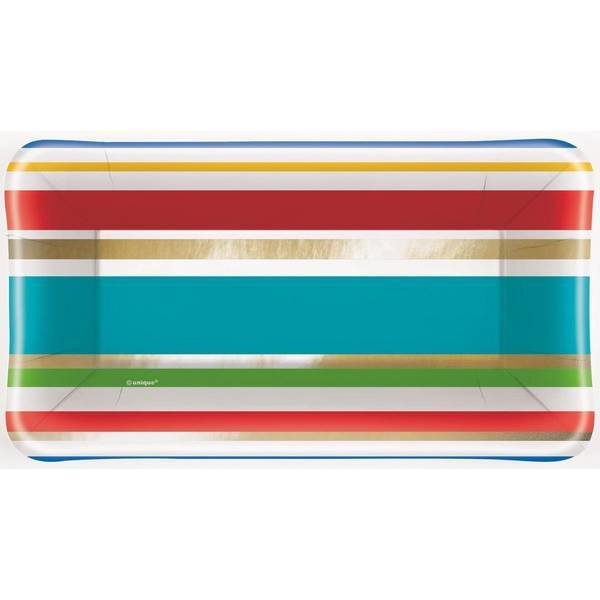 Unique Party Paper Striped Appetiser Plates (Pack of 8)