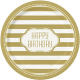 Unique Party Striped Birthday Party Plates (Pack of 8)
