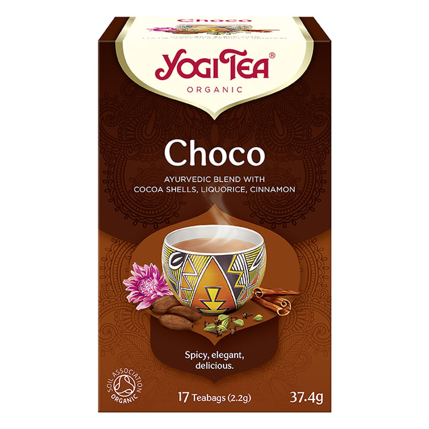 Organic Spiced Cocoa Shell Ayurvedic Herbal Tea 17 Tea Bags