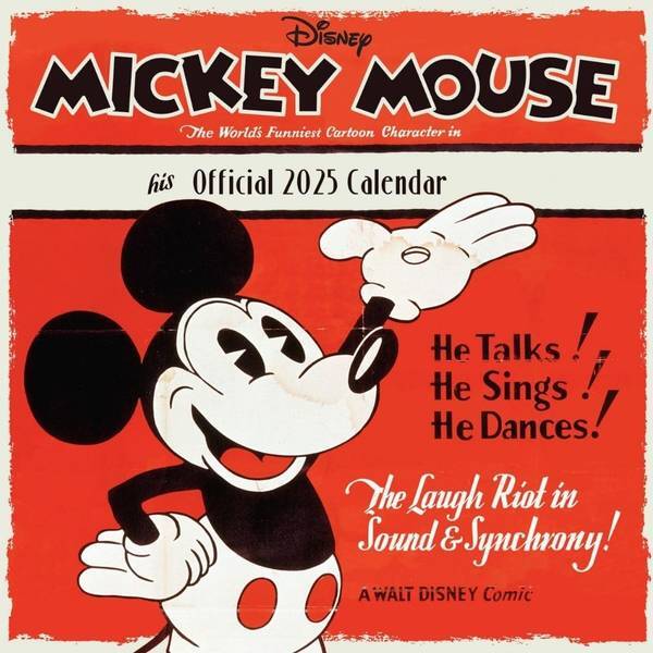 Disney Classic 2025 Square Mickey Mouse Wall Calendar