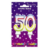 Simon Elvin Double Sided 50th Birthday Candle (Pack Of 6)