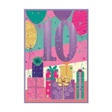 Simon Elvin Gift Wrap 10th Birthday Card (Pack of 6)