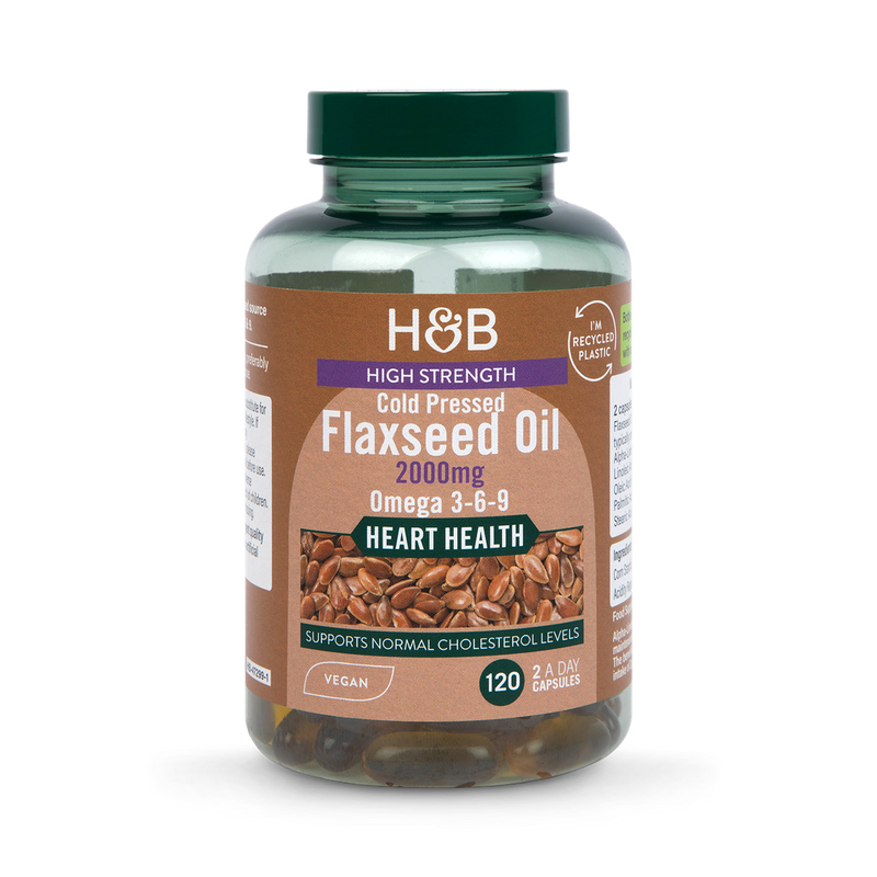 Holland Barrett Vegan High Strength Flaxseed Triple Omega 3-6-9 Oil 120 Capsules