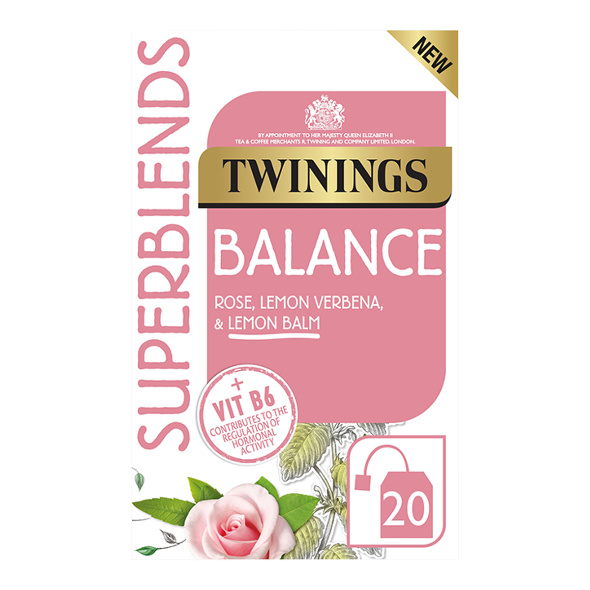 Hormone Balancing Herbal Tea with Rose Lemon Verbena and Vitamin B6 20 Teabags