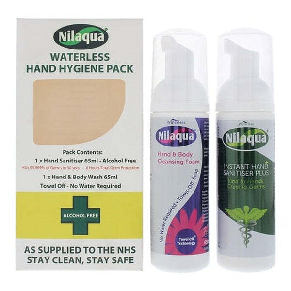 Nilaqua Waterless Hand Hygiene Pack 65ml Sanitiser+65ml Wash