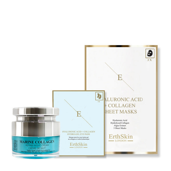 ErthSkin Marine night cream + HA Collagen mask + HA Eye pads
