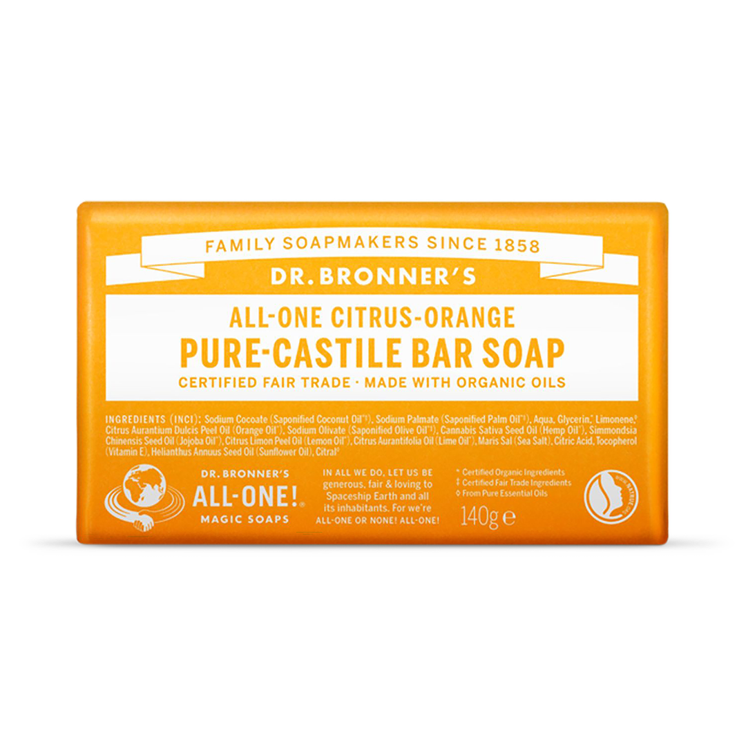 Dr Bronner All-One Citrus-Orange Pure-Castile Bar Soap 140g