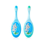 Brush Baby FlossBrush™ Toothbrush (0-3 Yrs) Double Pack - Blue & Teal