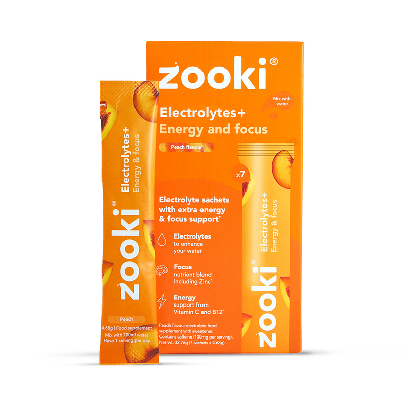 Zooki Hydration Energy Focus Peach Flavour 7 Sachets