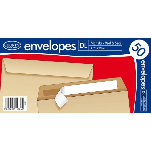 County Stationery Self Seal Manilla Envelope (Pack of 50)