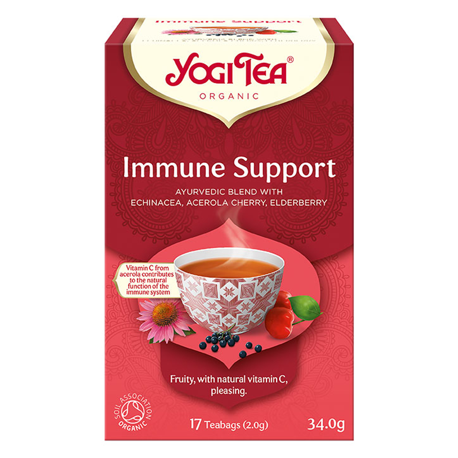 Organic Herbal Immune Support Tea with Echinacea and Acerola 17 Tea Bags