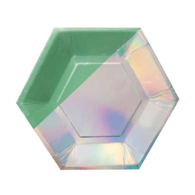 Amscan Paper Iridescent Hexagon Dessert Plate (Pack of 8)