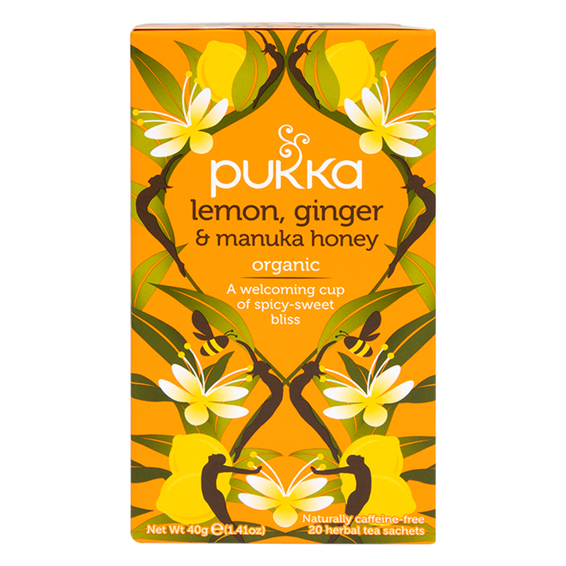Organic Lemon, Ginger and Manuka Honey Herbal Tea 20 Tea Bags