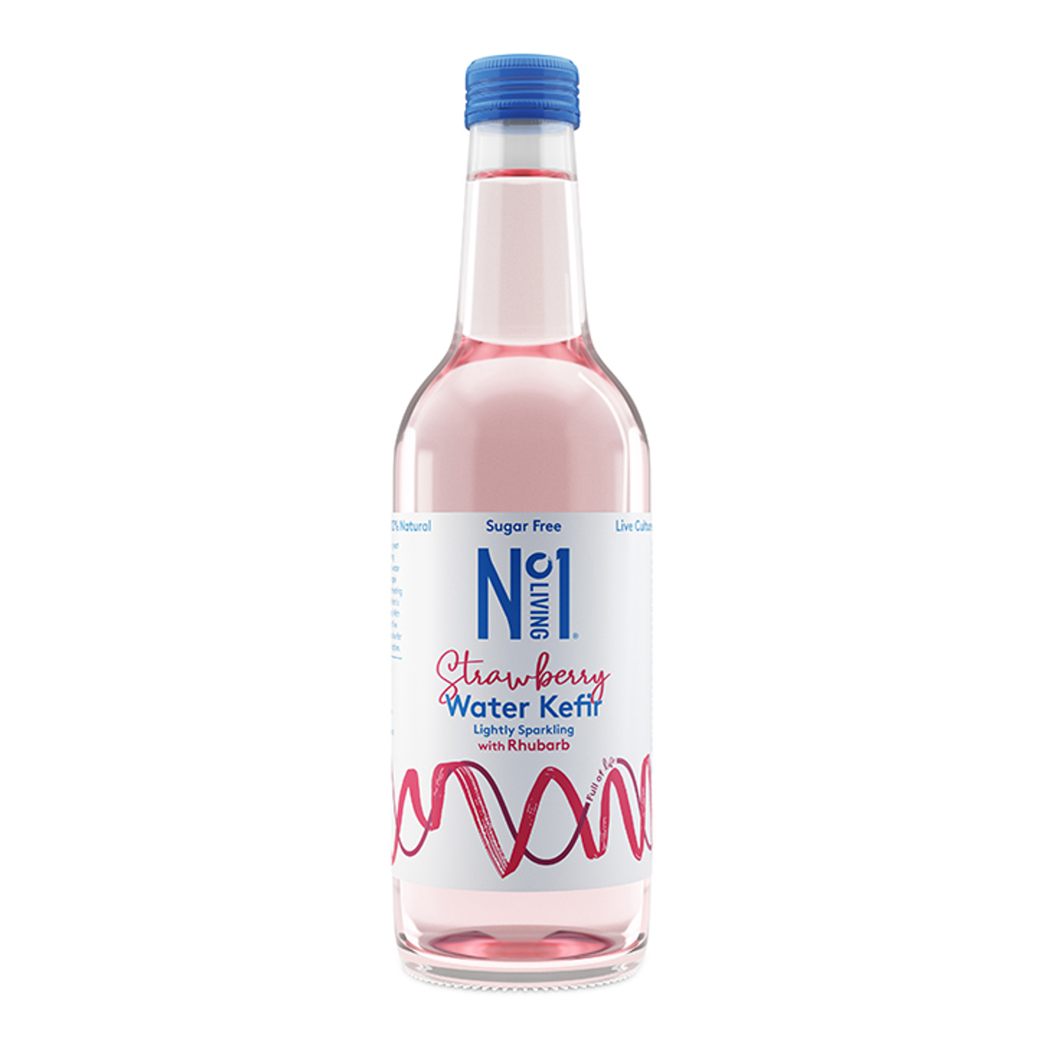 Sugar-Free Strawberry and Rhubarb Water Kefir with Live Cultures 330ml