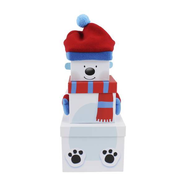 Eurowrap Plush Polar Bear Christmas Gift Box (Pack of 3) (L)
