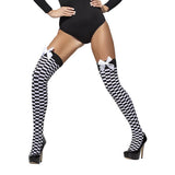 Smiffys Womens Checked Opaque Bow Hold Up Stockings