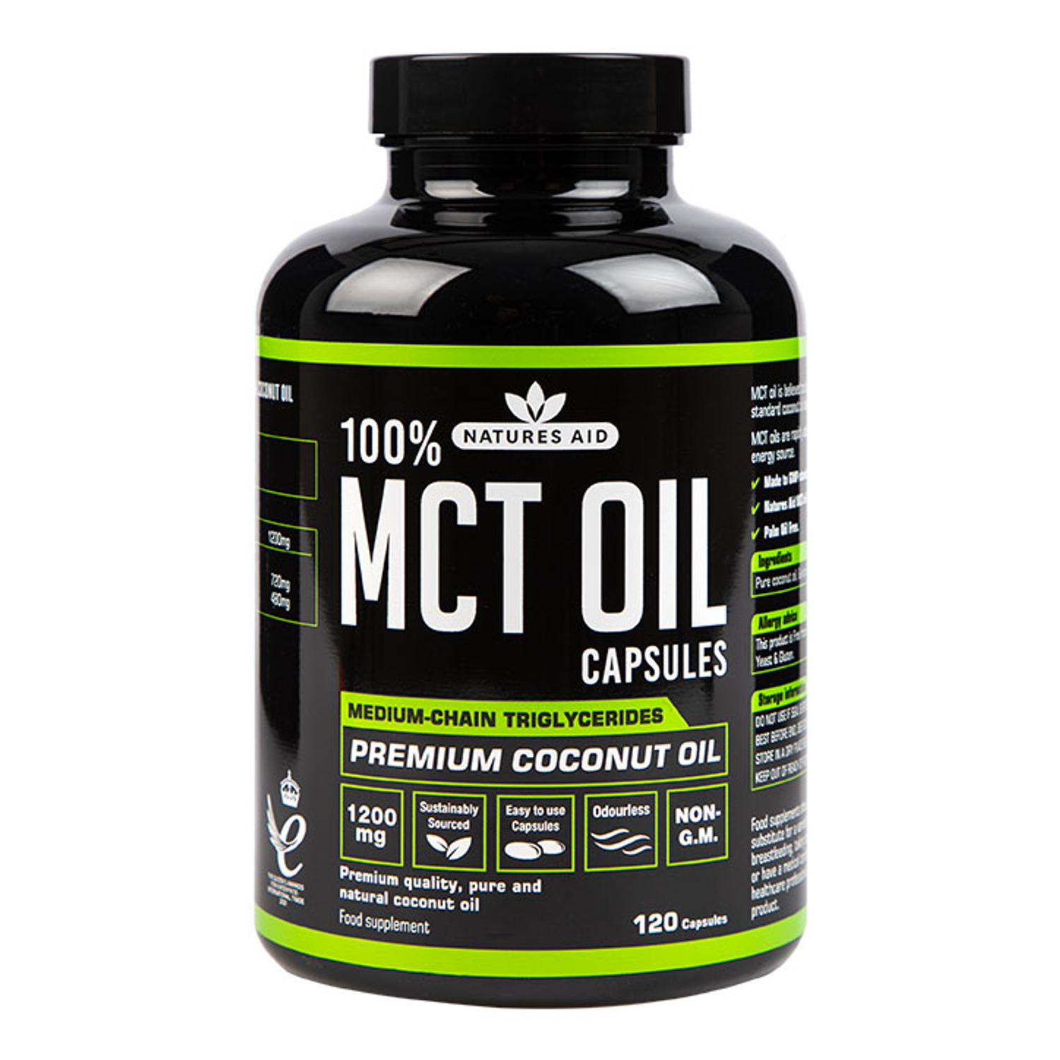100% MCT Oil 1200mg Coconut Sourced Keto Supplement 120 Capsules