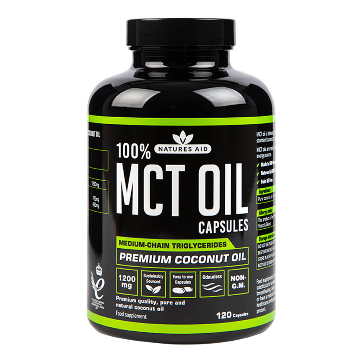 100% MCT Oil 1200mg Coconut Sourced Keto Supplement 120 Capsules