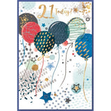 Simon Elvin Balloon 21st Birthday Card (Pack of 6)