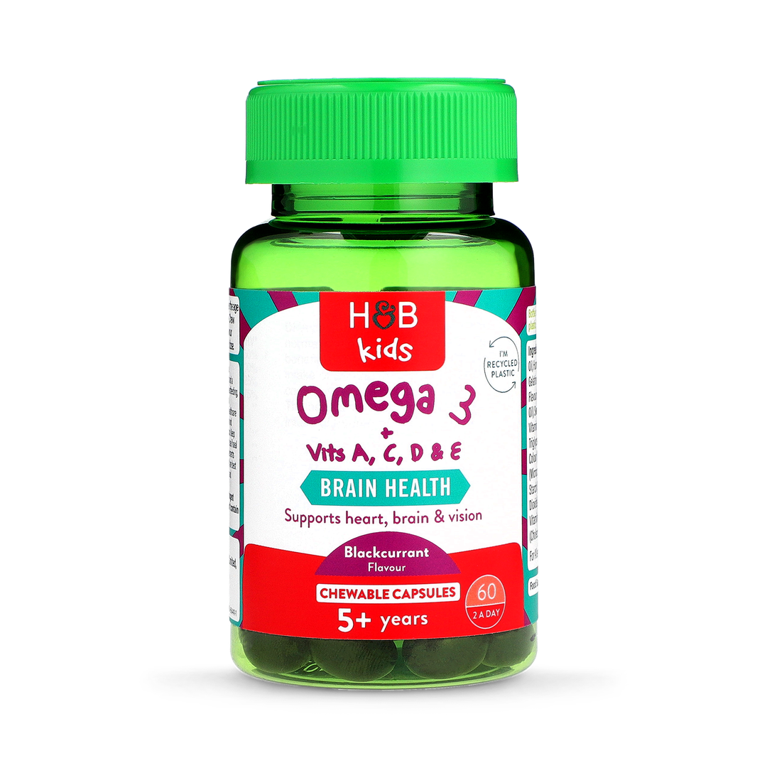 Holland Barrett Kids Omega 3 Fish Oil Blackcurrant Flavour Chewable 60 Capsules