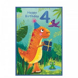 Simon Elvin Dinosaur 4th Birthday Card (Pack of 6)