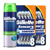 Gillette Sensor3 Disposable Razors & Shaving Gel Bundle (XXL)