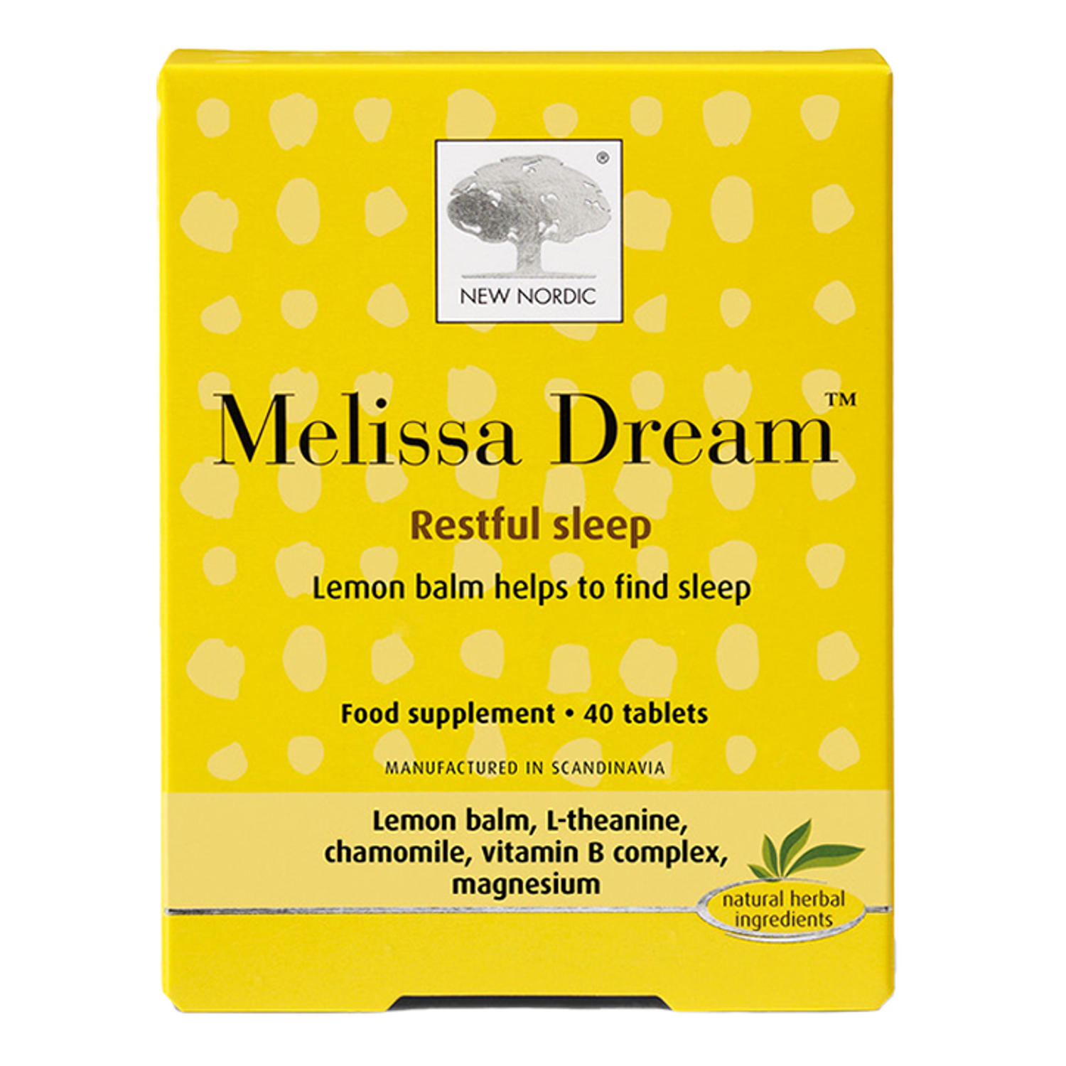 Herbal Sleep Support Supplement with Lemon Balm and Magnesium 40 Tablets