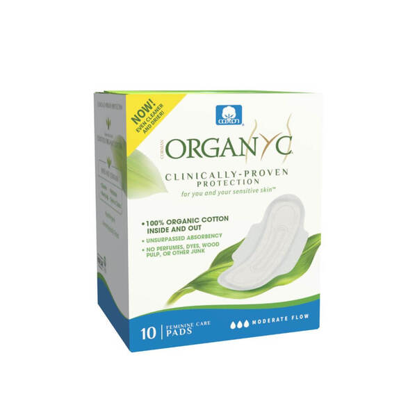 Organyc Moderate Flow Period Pads with Wings - 40 Pads (4x10)