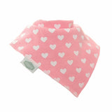 Ziggle Bandana Dribble Bib - White Hearts on Pink