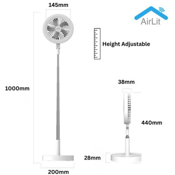 Make Up Vanity Mirror 3-in-1 Portable Smart Fan &amp;amp; LED Light