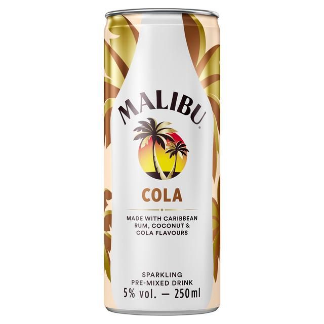 Malibu Coconut Rum &amp;amp; Cola Sparkling Pre-Mixed Can   25cl