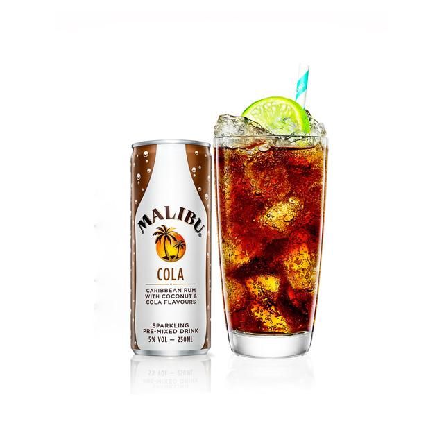 Malibu Coconut Rum &amp;amp; Cola Sparkling Pre-Mixed Can   25cl