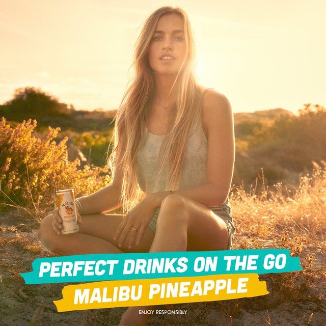 Malibu Coconut Rum &amp;amp; Pineapple Sparkling Pre-Mixed Can   25cl