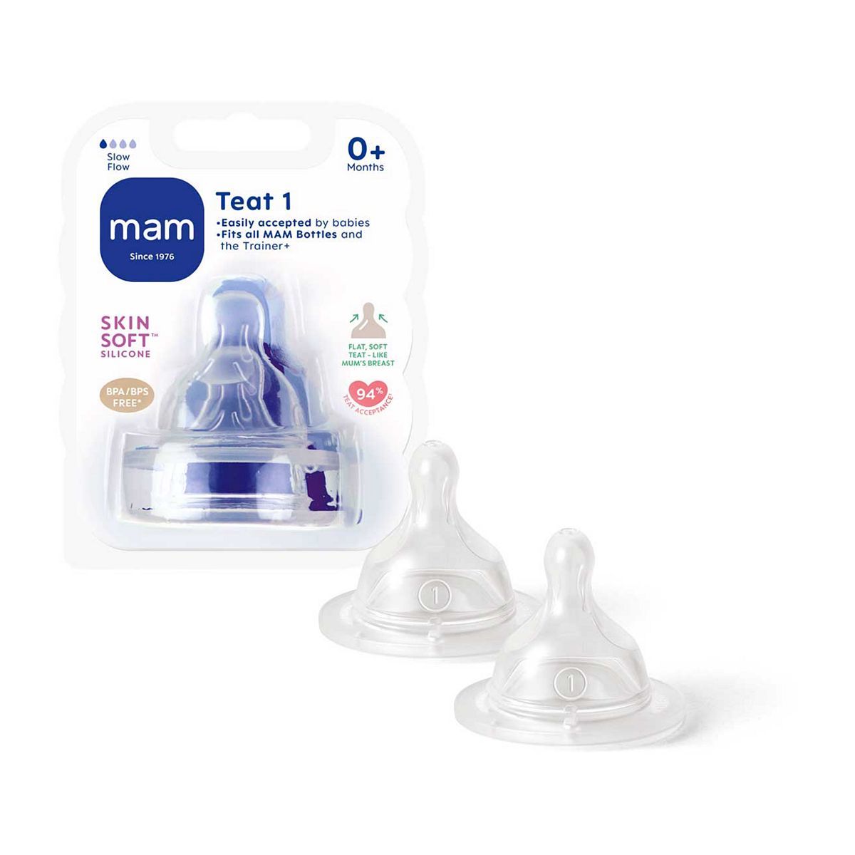 MAM Slow Flow Size 1 Teats &amp;ndash; 2 Pack