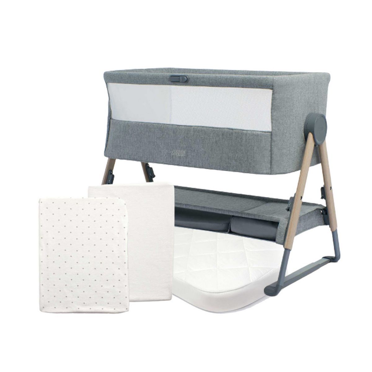 Mamas &amp;amp; Papas Lua Bedside Crib Bundle Grey