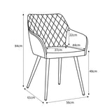 Marina Green Velvet Quilted Dining Chair, 2 Pack