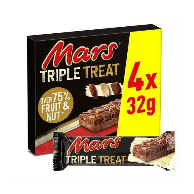 Mars Triple Treat Fruit &amp;amp; Nut Milk Chocolate Snack Bars Multipack   128g