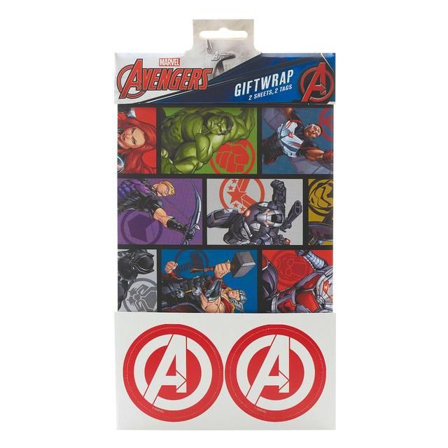 Marvel Avengers Gift Wrap Sheets &amp;amp; Tags   2 per pack