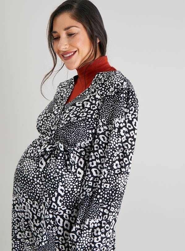 MATERNITY Monochrome Print Wrap Dress 14