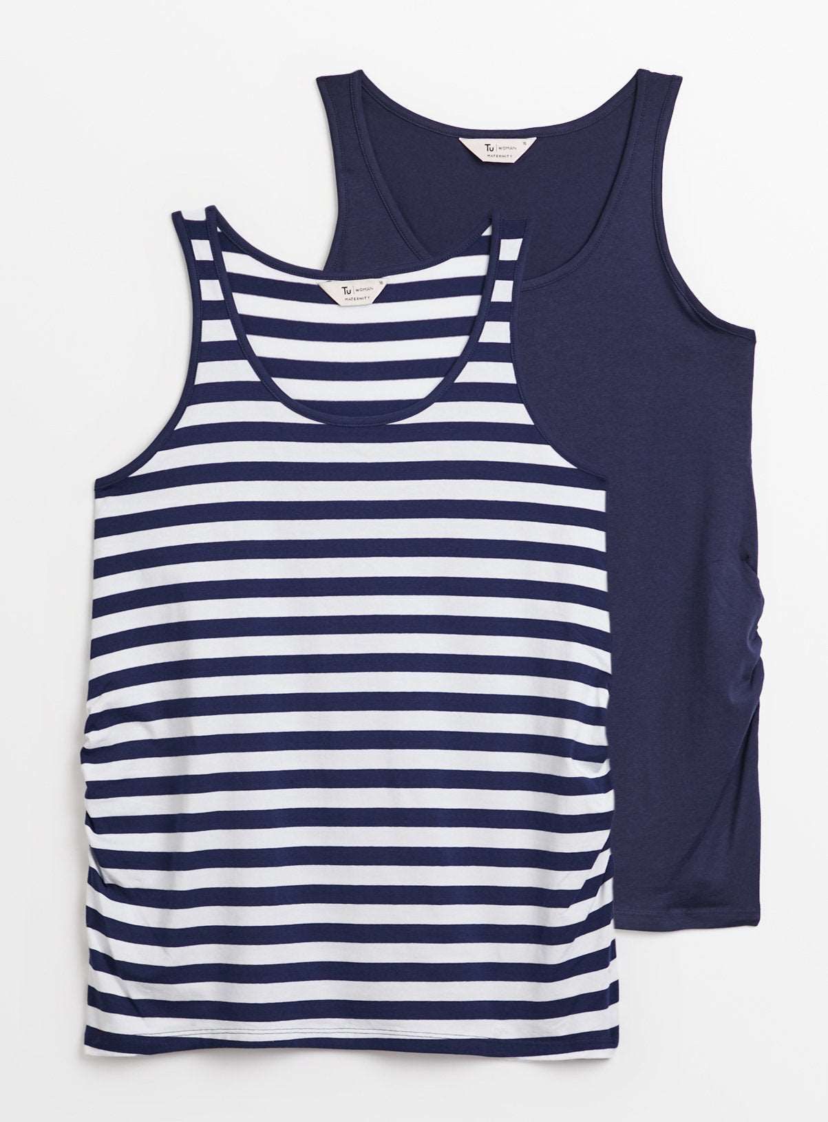 MATERNITY Navy &amp;amp; Stripe Vest Top 2 Pack 12