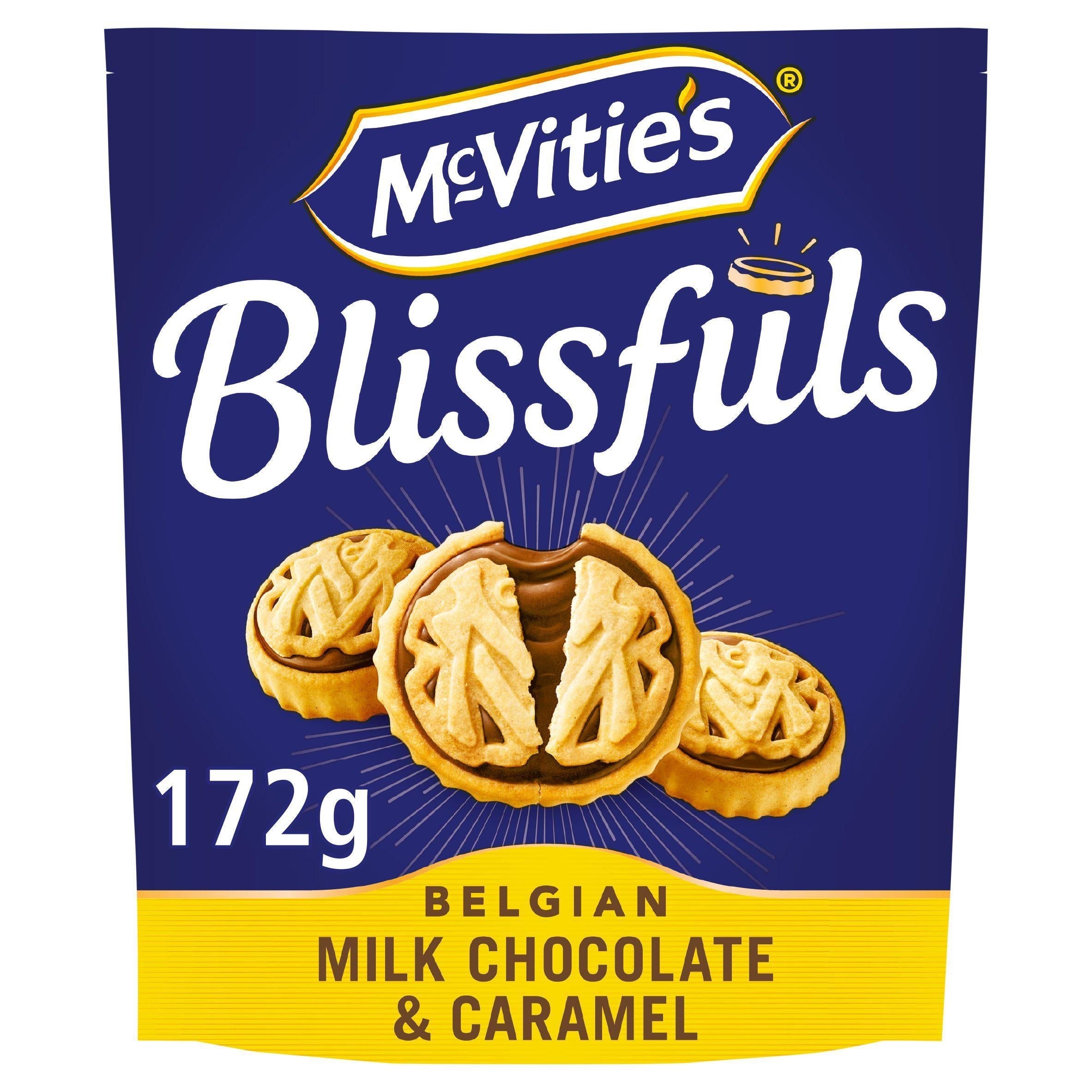 McVitie's Blissfuls Belgian Milk Chocolate &amp;amp; Caramel Biscuits 172g