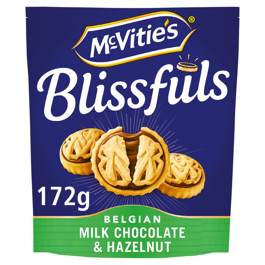 McVitie's Blissfuls Belgian Milk Chocolate &amp;amp; Hazelnut Biscuits 172g