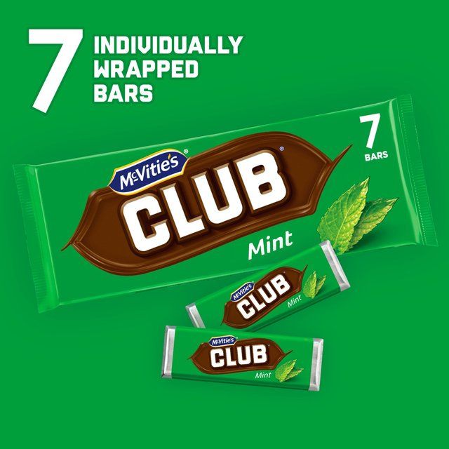 McVitie's Club Mint Chocolate Biscuit Bars Multipack   7 x 23g