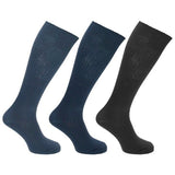 Mens 100% Cotton Ribbed Knee Socks (Pack Of 3) (UK 6-11) Blue/Black/Navy / 1EA